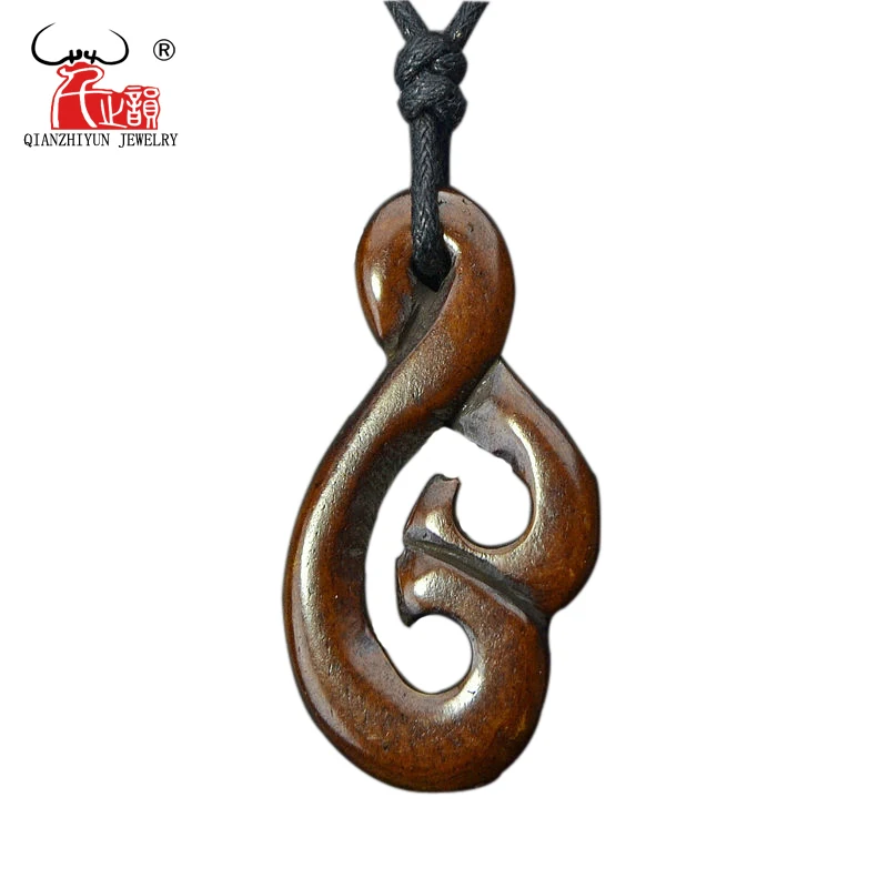 GX068 Hot Sale Twisted pendant Primitive tribes Choker Handmade Carved Infinity necklace yak bone jewelry necklaces of surfing