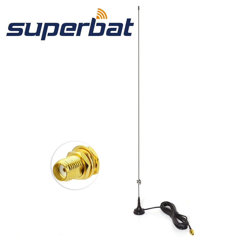Superbat UT-108UV VHF/UHF Two Cable Radio SMA Male Magnetic TV Antenna for Nagoya CB Radio Walkie Talkie UV-5R UV-B5 UV-B6 GT-3