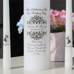 Personalized Wedding Unity Candle Set vinyl decal vintage Church Ceremony Candle stickers Bridal Shower Gift labels ( no candle)