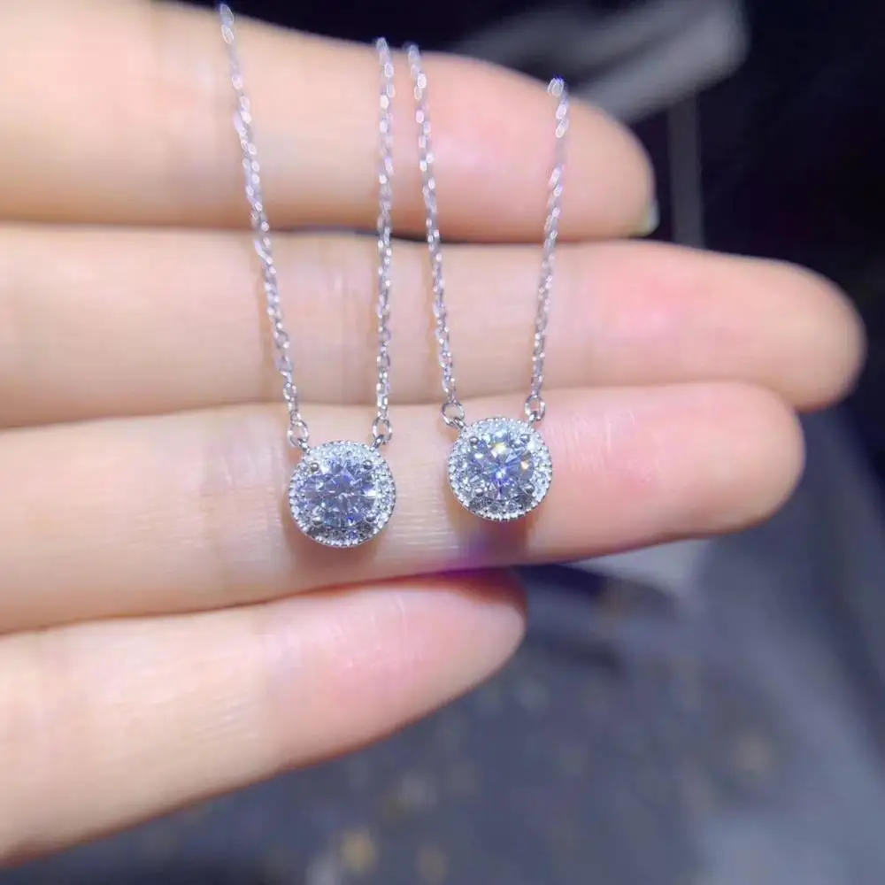 

crackling moissanite pendant for necklace women silver jewelry real 925 silver shiny gem better than diamond summer necklace