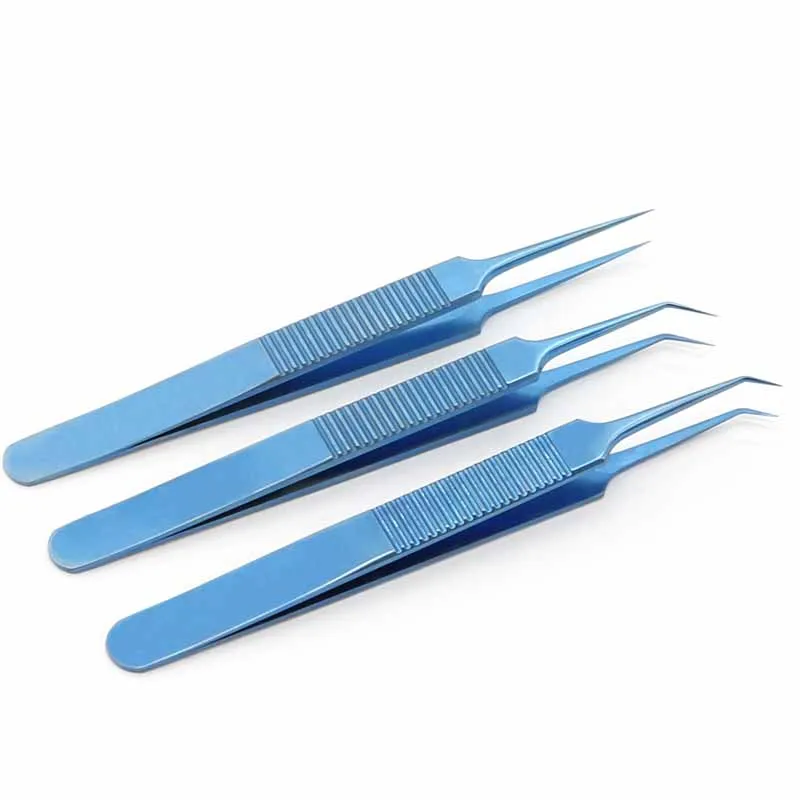 Titanium Alloy Fine Toothed Planting Hair Straight Elbow Planting Tweezers Implant Hair Tweezers Instrument Tool