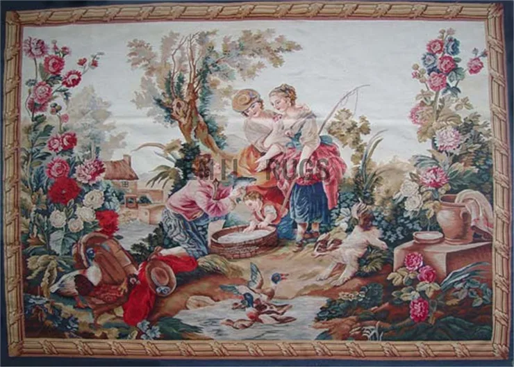 

Gobelin Picture Tapestry Wall Hanging Pure Handmade Wool Palace French Gobelins Weave Tapestry Wide (213cm) 5.1'x 7.1' Gc3tap18