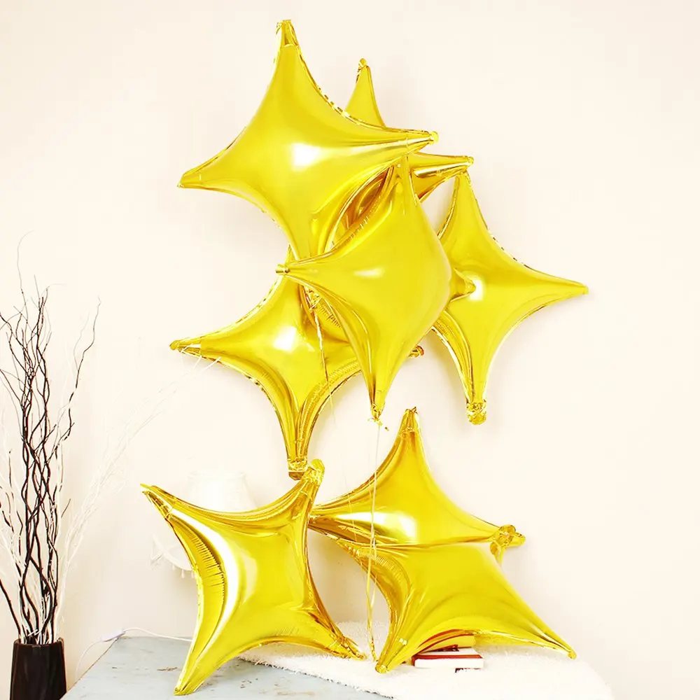 10pcs/lot 24inch Four Angle Point Star Balloons Gold Silver Quadrangle Balloon For Wedding Birthday party Air Helium Decor Balon