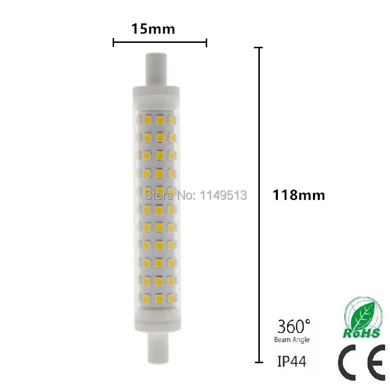 50pcs/lot R7S Led light 78mm 5w 118mm 10W ceramics body R7S lamp 15mm diameter J78 J118 R7S perfect replace halogen lamp