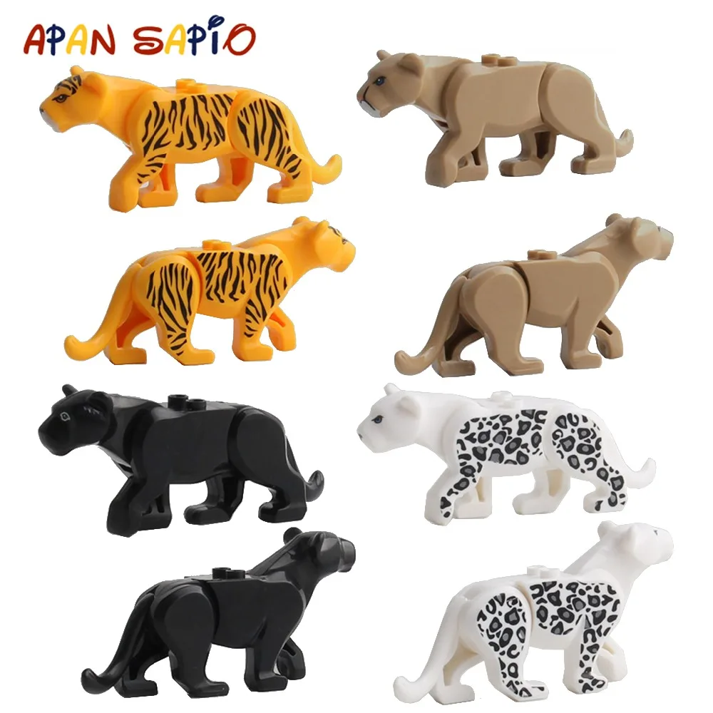 Animal Building Blocks Model Crocodile Leopard Educational Games Figure Brick Toys for Children Kids