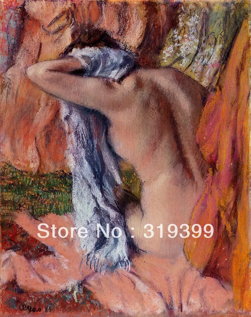 

100% handmade High Quality Oil Painting Reproduction on Linen Canvas,After the Bath 2 by edgar degas,Free Shipping