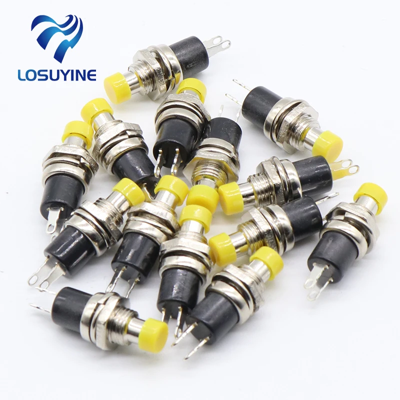 IMC Hot 10Pcs Yellow Cap SPST Momentary Mini Pushbutton Switch DC 50V 0.3A