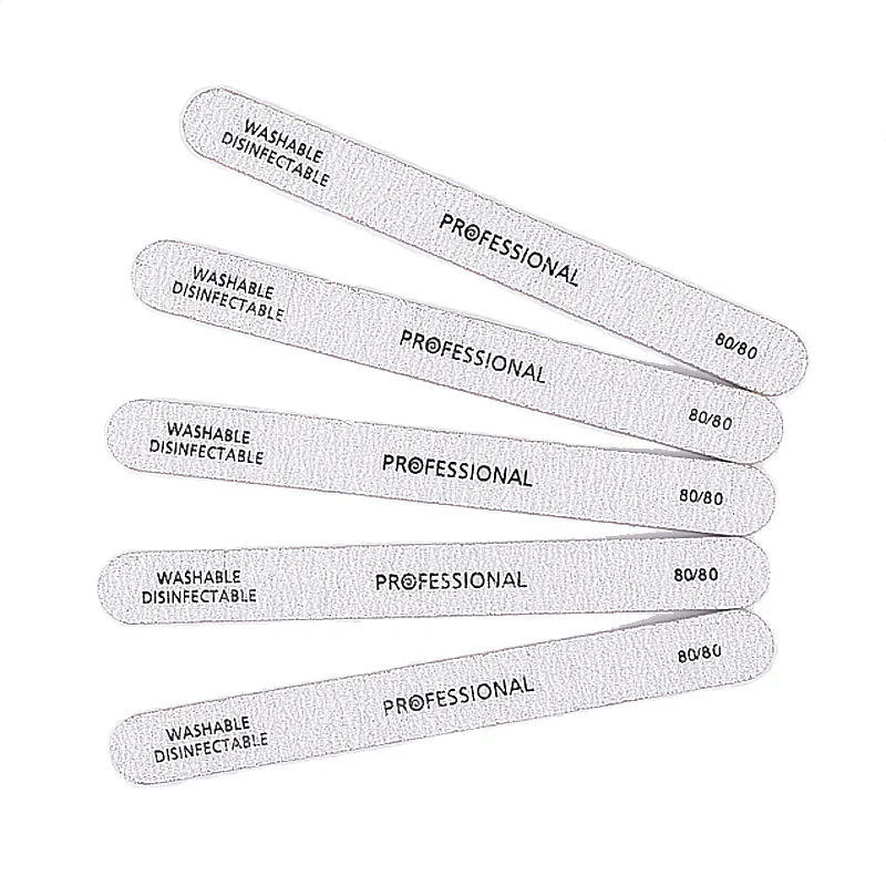 5pcs/lot Grey White Acrylic Nail Files 80/80 Sandpaper Lime a Ongle UV Gel Polish Nail Buffer Professional Beauty Nail Art Tools