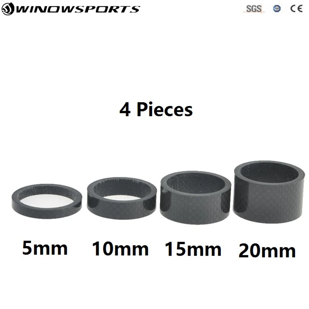 Winowsports 3K Glossy Matte Carbon Bike Stem Spacer 20mm 30mm 40mm 50mm 60mm 70mm 80mm 90mm 100mm 200MM fork tube 28.6mm