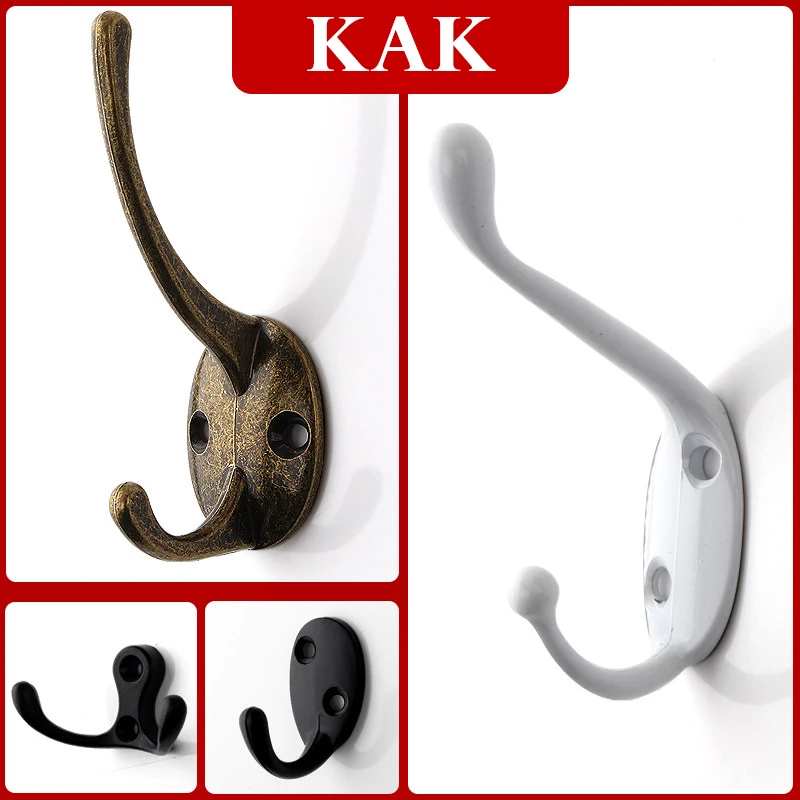 KAK 5pcs/lot Zinc Alloy Bronze Clothes Hangers Wall Hooks Coat Bag Hat Hanging Hooks Bathroom Kitchen Anitque Racks with screws