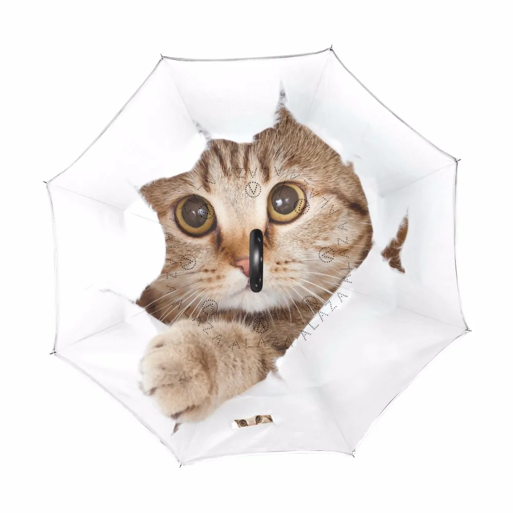 Handy C-Hook Hands Car Umbrella Windproof Cat Reverse Double Layer Inverted Umbrella For Women and Men