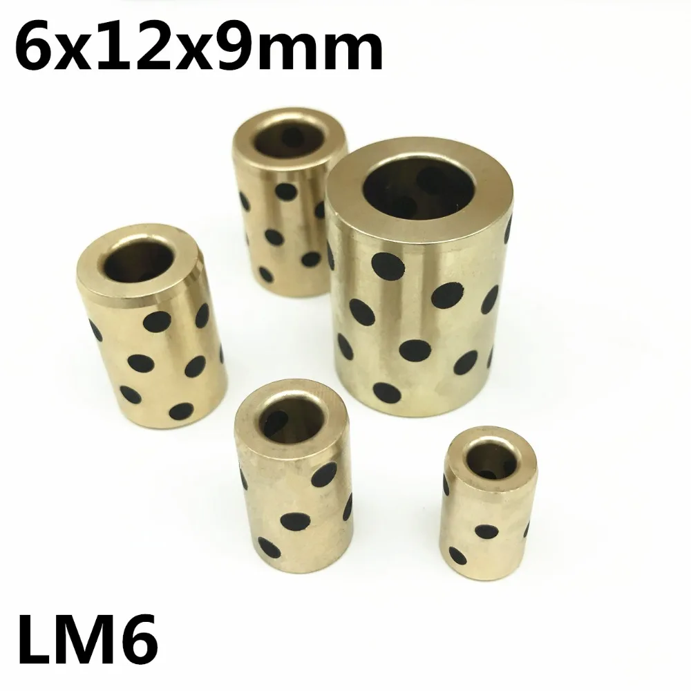 

10pcs 6x12x19 mm linear graphite copper set bearing copper bushing oil self-lubricating bearing JDB Free shipping LM6UU LM6 6mm