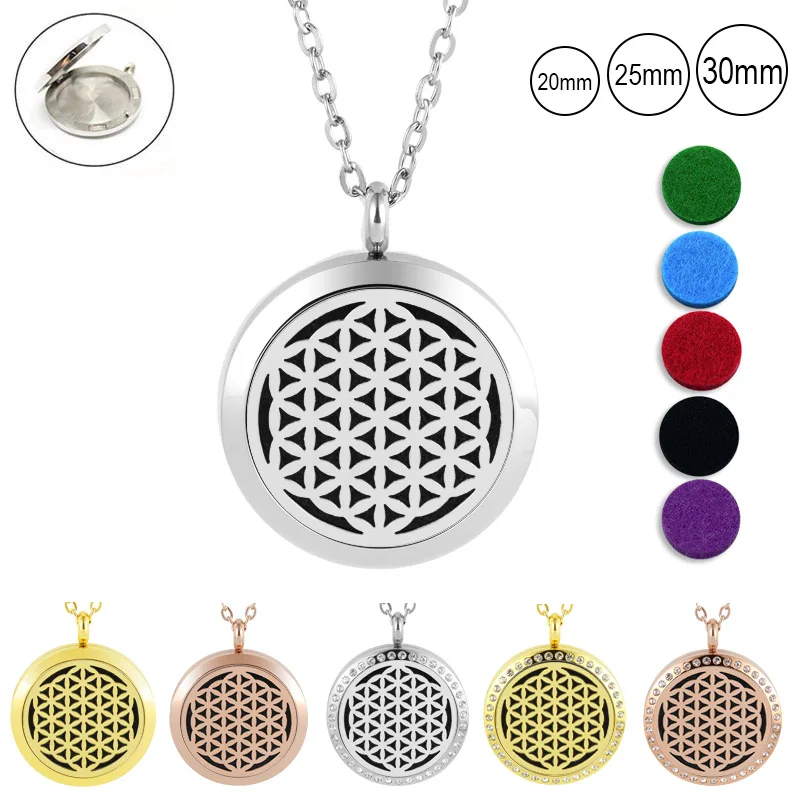 316L Rvs Magnetische Bloem Van Leven Aromatherapie Hanger 20Mm 25Mm 30Mm Parfum Diffuser Ketting