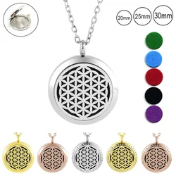 316L stainless steel magnetic flower of life aromatherapy pendant 20mm 25mm 30mm perfume diffuser necklace