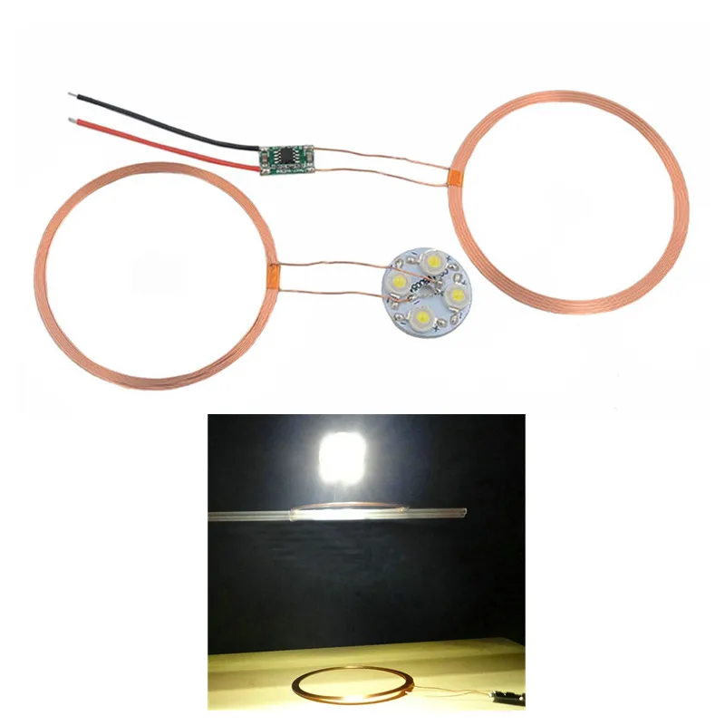 120mm Long-distance Wireless Charge Module DC 12V DIY Wireless Power Charging Supply Module w/LED Lamp for Lighting Electronic