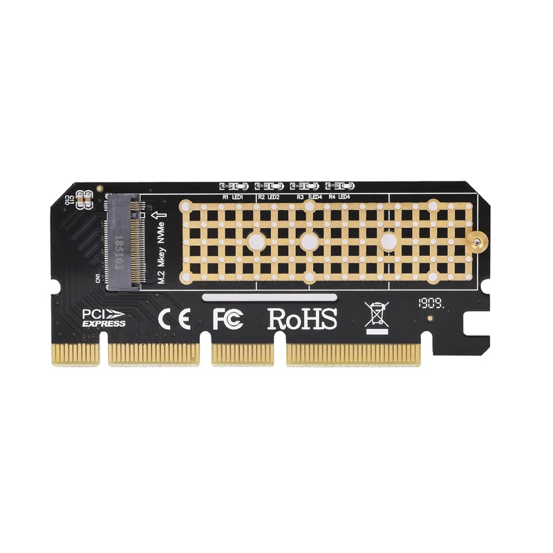 بطاقة توسيع PCIE إلى M2 ، محول الكمبيوتر LED ، واجهة M.2 NVMe SSD NGFF إلى PCI Express 3.0 X4 X8 X16