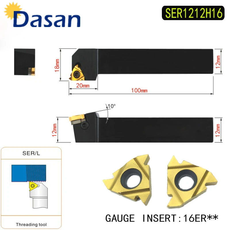 أداة تحويل الخيط قابلة للفهرسة SER1212H16 CNC, قضيب تخريم ، أداة تحول ل 16ER AG60 ، إدراج carbideالموضوع ، اليد اليمنى