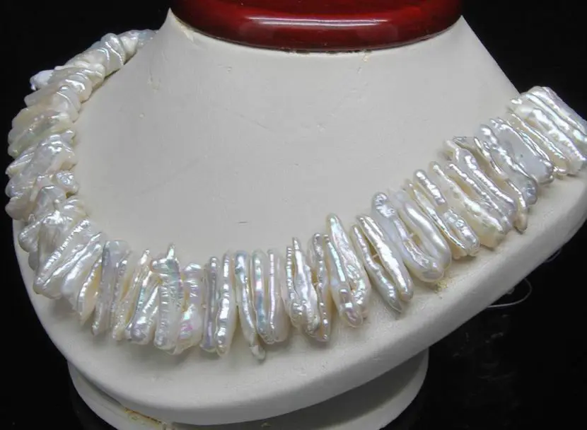 

natural south sea white abnormal shape pearl necklace 17inch