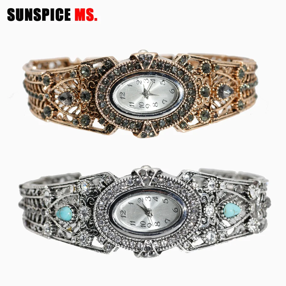 Vintage Turkish Bangle Watches Bohemia Women Bracelet Antique Gold Color Quartz Watch Digital Wristwatch Relogio Feminino Gift