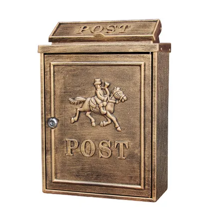 Handcraft Loyal Retro Mailbox Rainproof Golden Color Large Box Rural Creative Letter Mail Postbox Villa Outdoor Decor Rose Carry