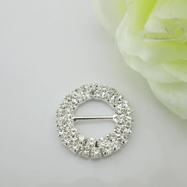 10pcs Round Diamante Rhinestone Buckle Chair Sash Ribbon Slider 15mm