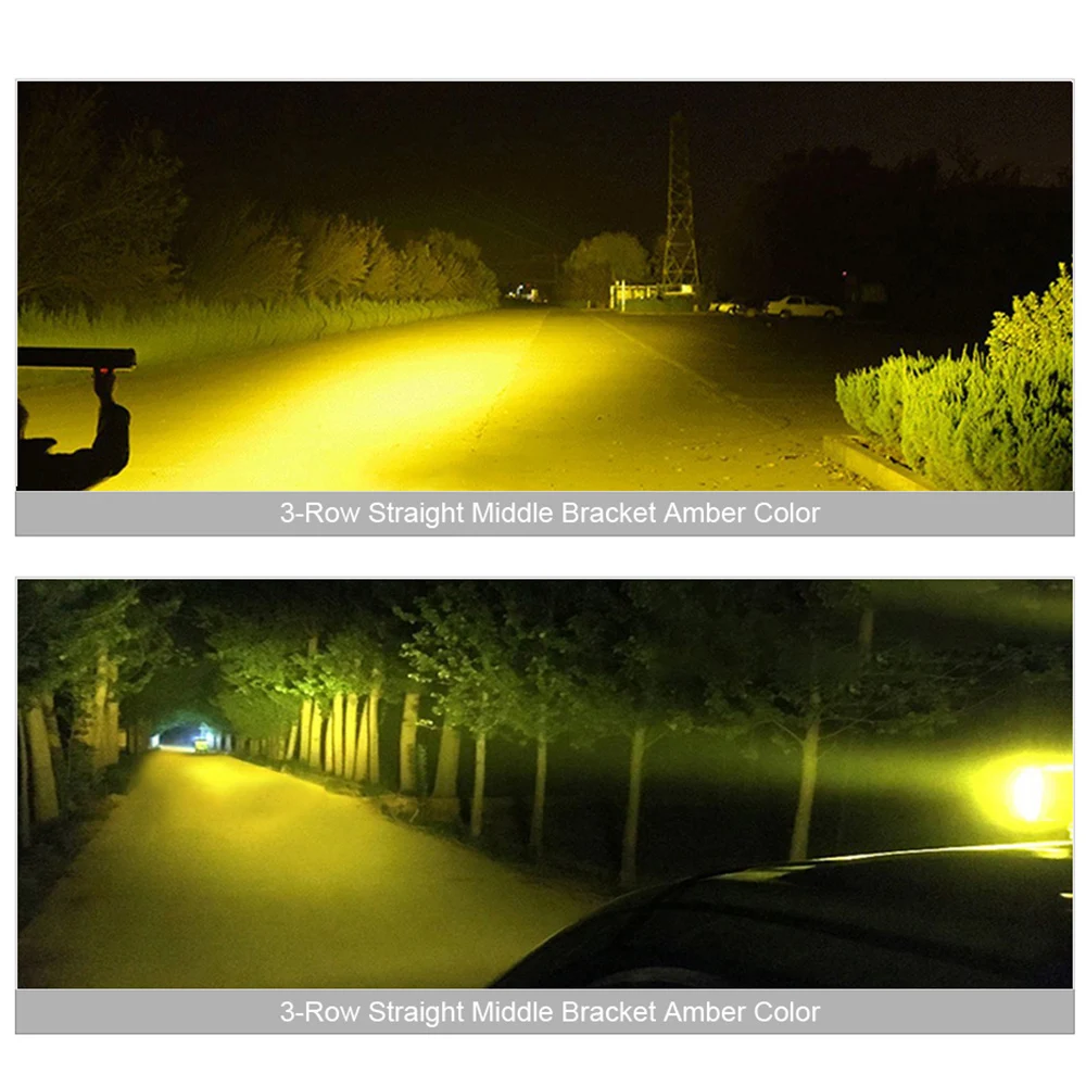 Auxtings 20 Inch Yellow Led 4x4 Offroad Light Bar For 4WD Trucks SUV ATV Trailer Beams Amber Work Driving Lights Fog Lamp