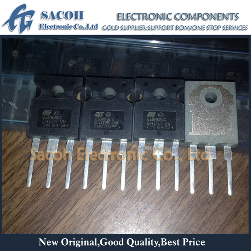 

Refurbished Original 5Pcs/Lot STW18NK80Z W18NK80Z OR STW18NM80 18NM80 TO-247 18A 800V N-Ch Power MOSFET