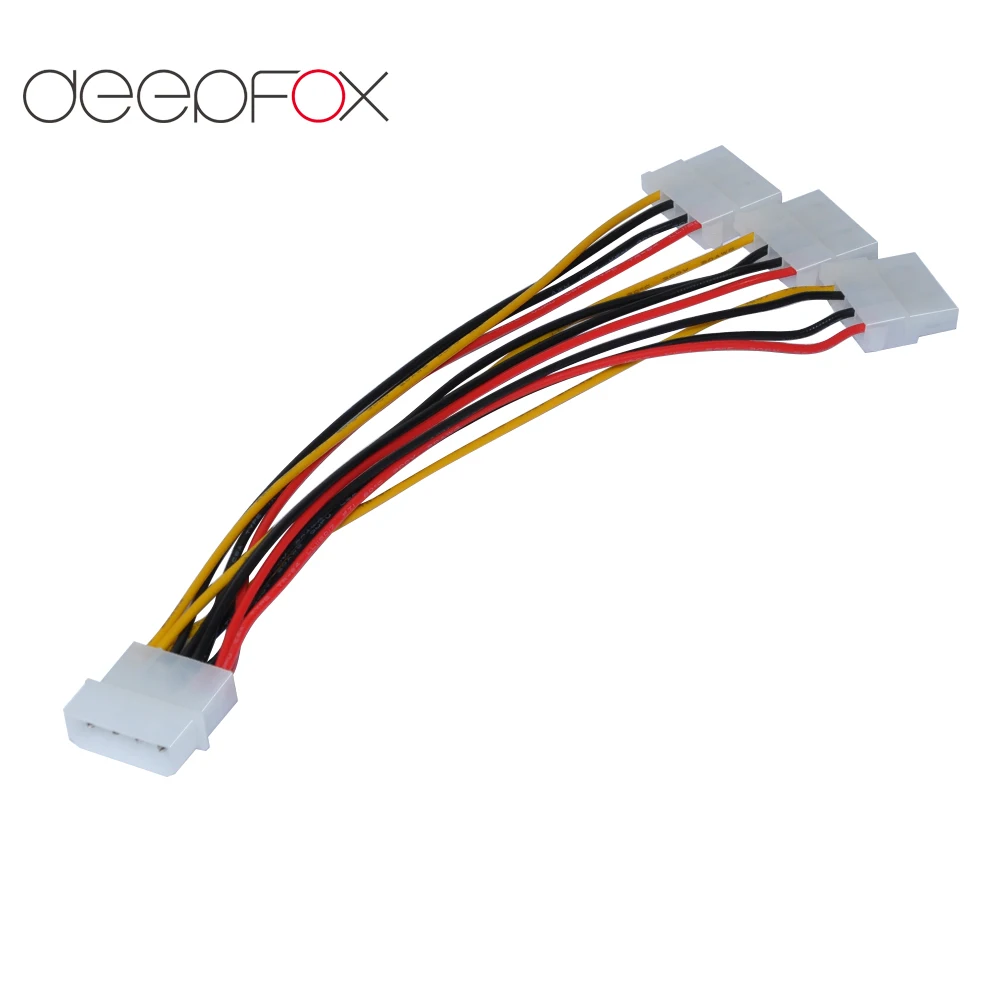 DeepFox 4 Pins Molex Male to 3 Port Molex IDE Female Power Splitter Computer Adapter 4 Pins IDE Power Cable