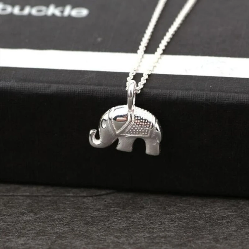 Sole Memory Cute Mini Animal Thailand Elephant Pendant Simple Silver Color Clavicle Chain Female Necklace SNE383