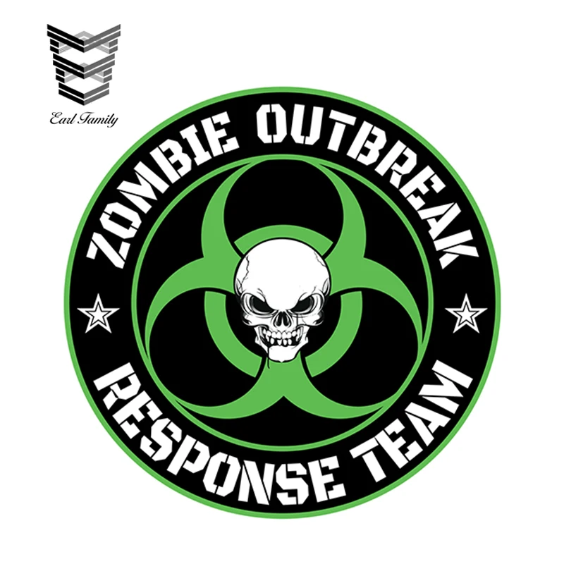 EARLFAMILY 13cm x 13cm Zombie Outbreak Response Team Biohazard Vinyl Sticker Car Window Decal Reflective Sticker Waterproof 3D