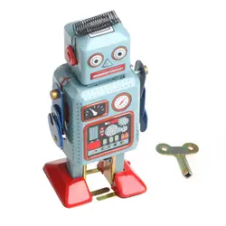 New 1Set Vintage Mechanical Clockwork Wind Up Walking Tin Robot Toy With Key Kids Gift Collection