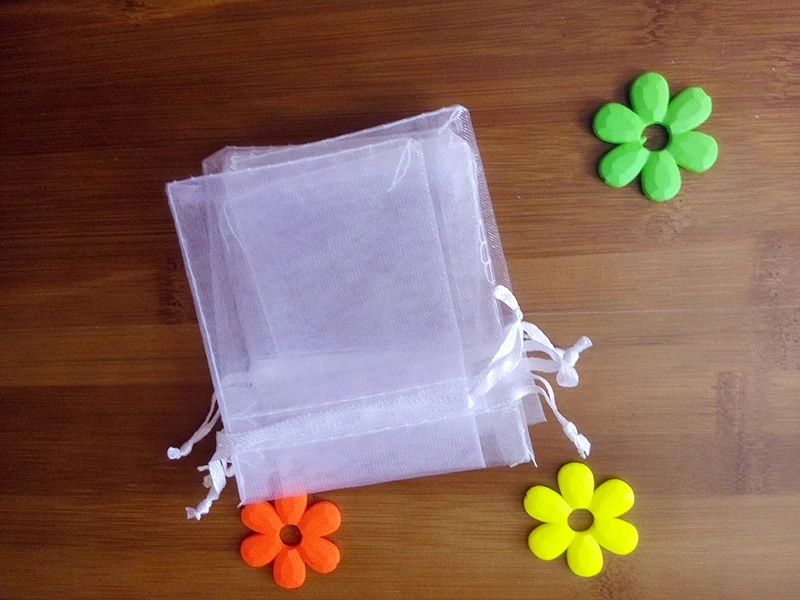 25*35cm 200pcs Organza Bag white Drawstring bag jewelry packaging bags for tea/gift/food/candy small transparent pouch Yarn bag