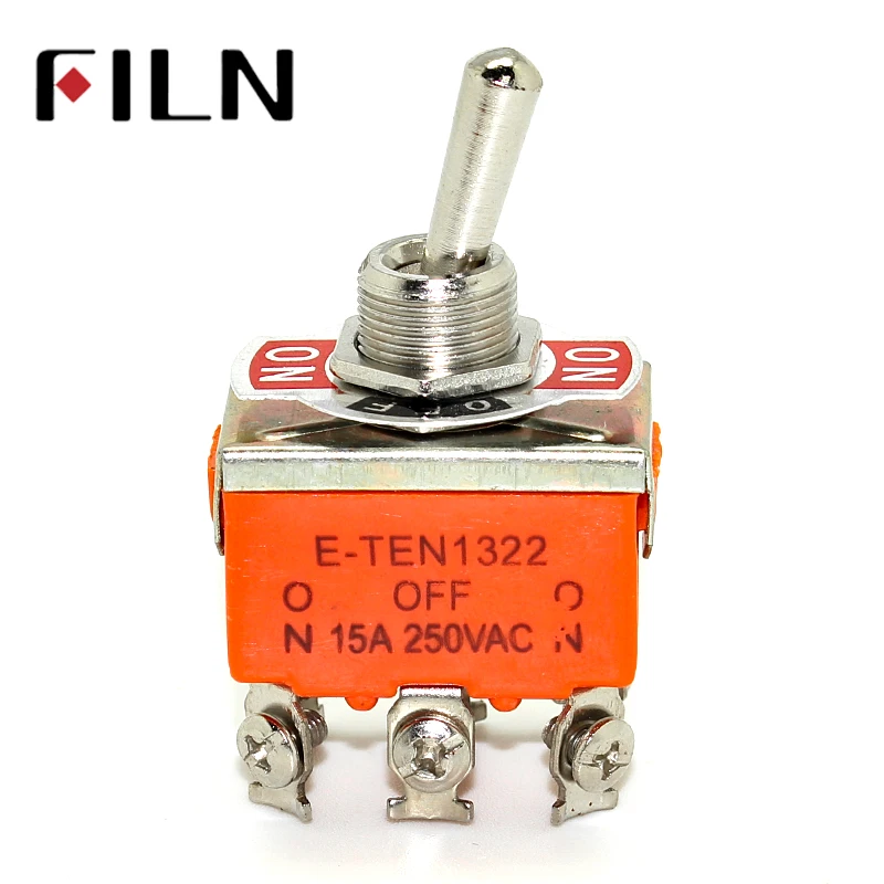 15A 250V KN3C E-TEN 1322 toggle switch 6 pin head 3 grade switch double pole double throw toggle switch