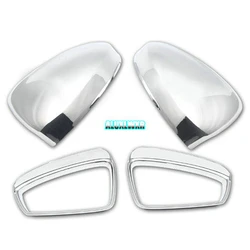 Car Rearview Mirror Case Chrome Covers Satin Finish Mirror Shell Outside Aluminum for Volkswagen VW Tiguan 2 MK2 2017 and 2023