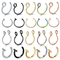 1PC Steel Fake Nose Ring Labret Lip Ring C Clip Lip Helix Piercing Tragus Faux Septum Rings Hoop Neus Piercing Jewelry