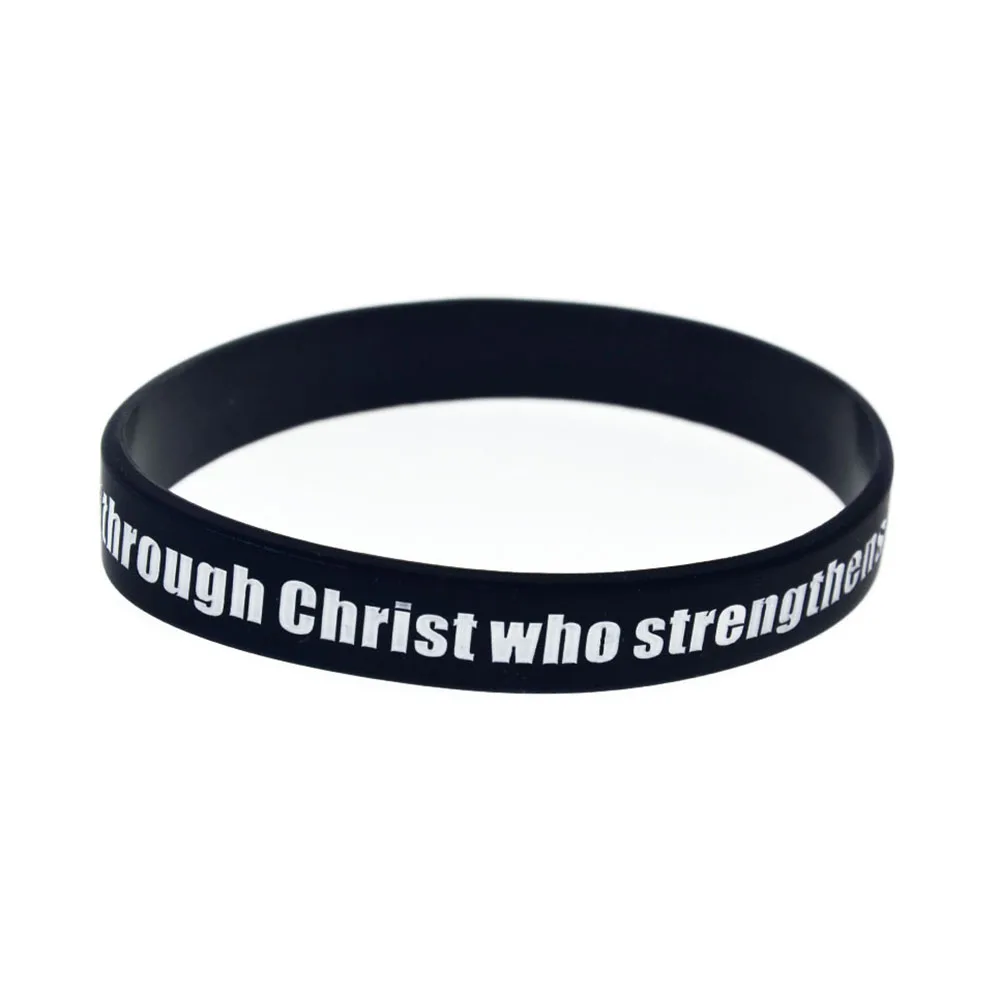 50 Stück Philippier 4:13 Ich kann alles durch Christus, der mich stärkt, Silikonarmband, religiöse Partygeschenke, Armreif – Detail 6