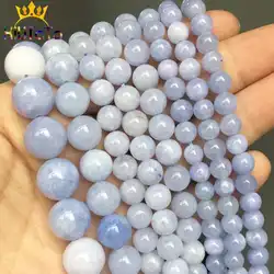 A+ Natural Angelite Stone Beads Round Blue Loose Spacer Beads For Jewelry Making DIY Bracelet Accessories 15