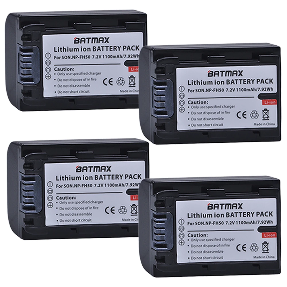 

Batmax 4pcs NP-FH50 NPFH50 Battery for Sony FH70 FH100 A230 A330 A290 A380 A390 HDR-TG1E TG3 TG5 TG7 DSC-HX1 DSC-HX200