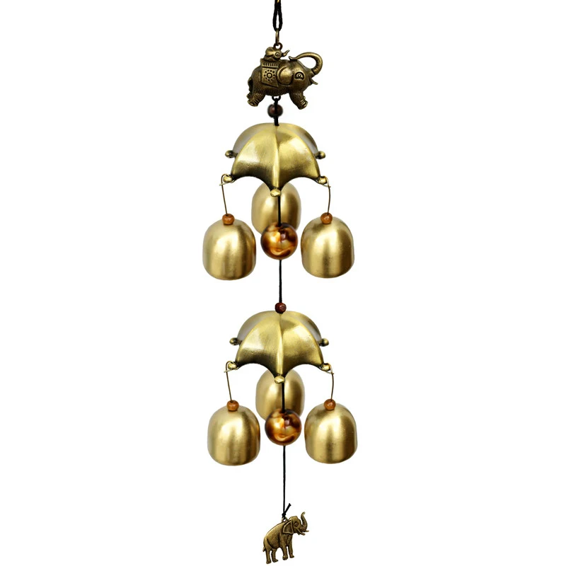 1 String Pure Copper Customized Wind Bell Wind Chimes Hanging Door Decor Creative Metal Bell Shop Doorbell 2 Layer 6 Bells