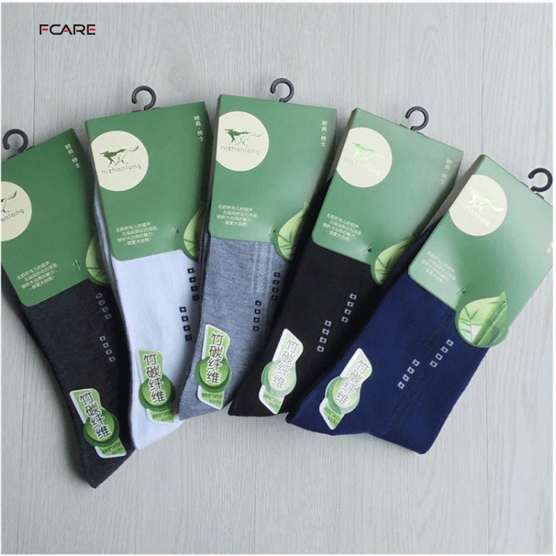 

Fcare 10PCS=5 pairs Bamboo fiber socks men handmade cotton socks cheap business socks