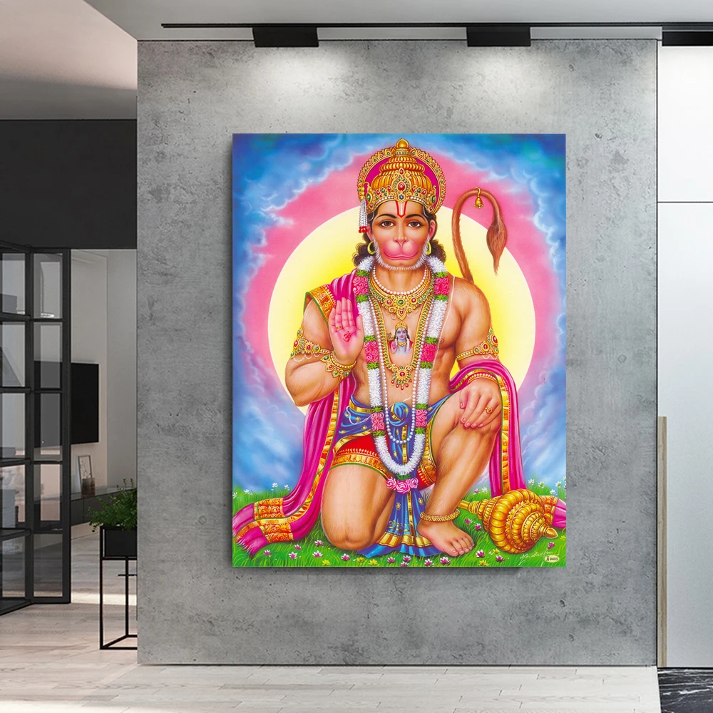 Hanuman Wall Paintings Print On Canvas Art Wall Pictures Rama. Lord Hanuman Wall Art Prints Indian god Art Posters Home Decor