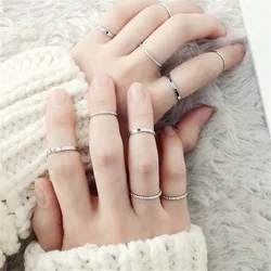 10Pcs Simple Design Rings anillos Vintage Gold Silver Joint Rings Sets for Women Knuckle Finger Rings