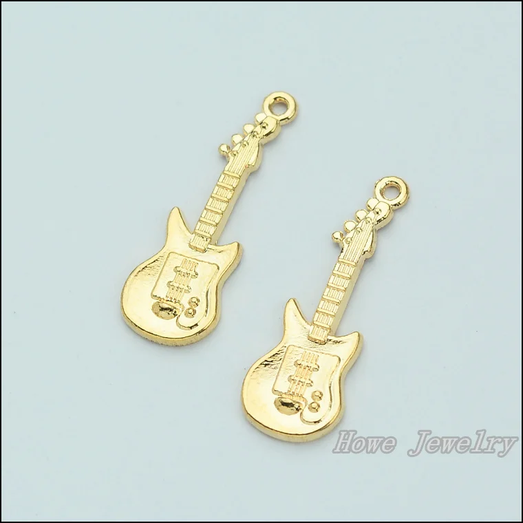 

wholesale 60pcs fashion Champagne Gold plated Guitar Charm Pendant fit European Necklace DIY Metal Jewelry Findings JC647