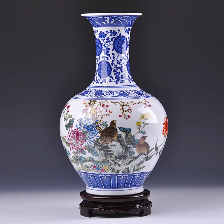 Jingdezhen ceramic ware blue and white porcelain vase modern fashion home decoration pieces living room decorative arts and craf