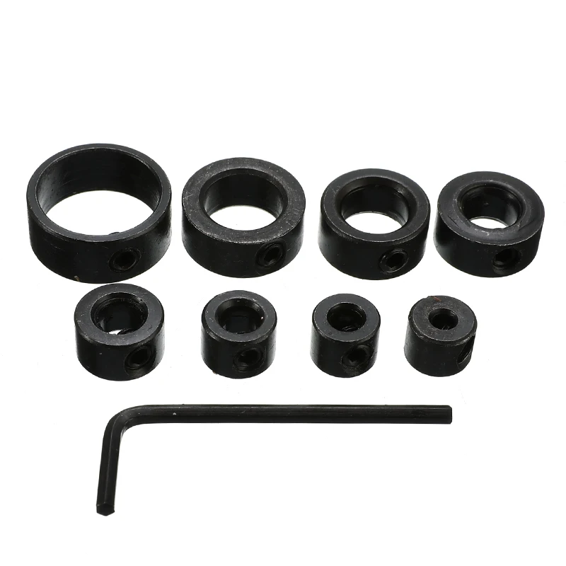 3-12mm broca bit ferramentas 8 pçs/set profundidade parar colar anel positioner espaçamento anel localizador ferramentas para trabalhar madeira com hex chave
