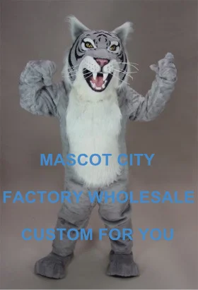 

Good Plush Material Grey Wildcat Mascot Costume Mascotte Outfit Suit Fancy Dress For Holiday Party Carnival STAGE PROPS SW612