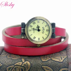 shsby fashion hot-selling women's long Genuine leather female watch ROMA vintage bronze watch women dress watches