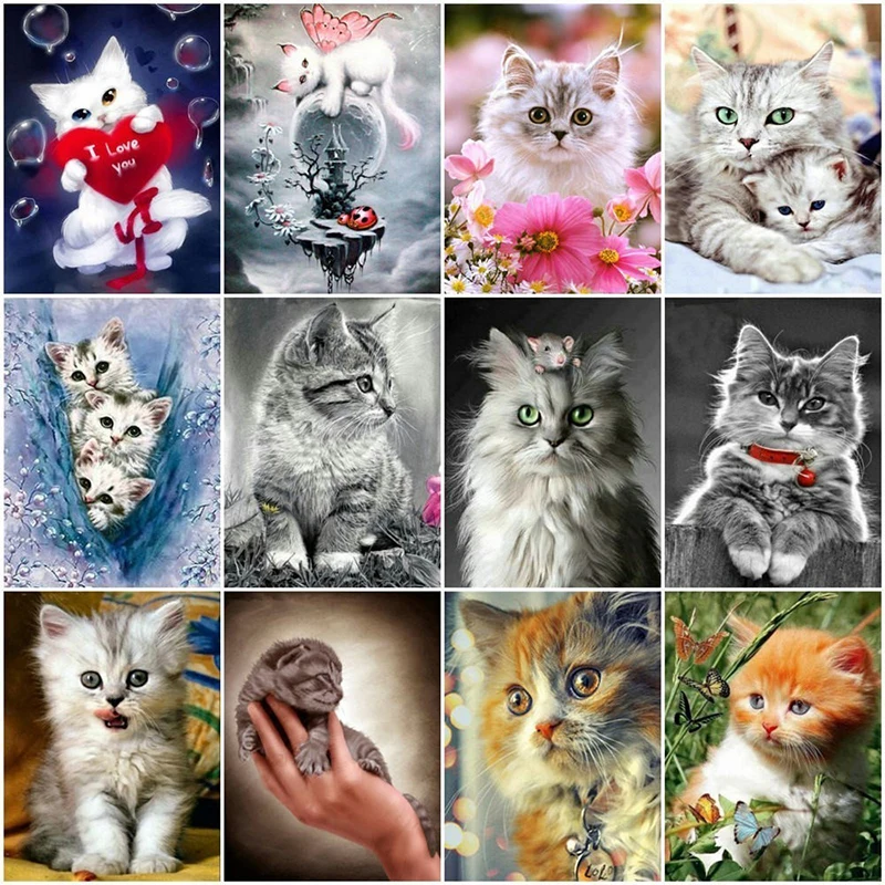 5D Diamond Painting Full Square Cat Rhinestones Pictures Animals Diamond Embroidery Diamond Mosaic Sale Cartoon Beadwork