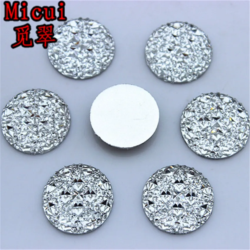 Micui 10/12/14/16/18/20/30mm AB Clear Resin Rhinestones Acrylic Crystals Round Flatback Stone Beads DIY Scrapbooking Crafts MC40