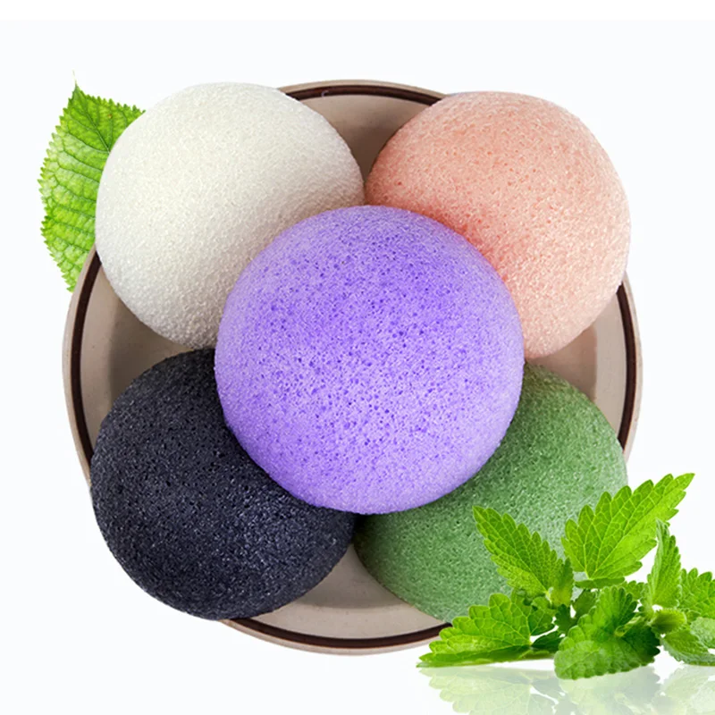 6 Colors Natural Konjac Konnyaku Facial Puff Face Cleanse Washing Sponge Exfoliator Cleansing Sponge Puff Facial Cleanser